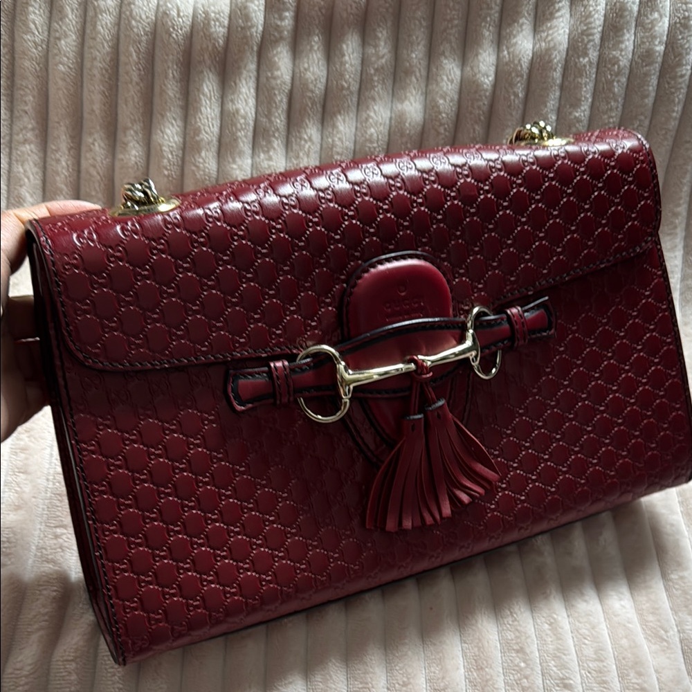 Gucci Microguccissima Medium Emily Chain Red Embossed Shoulder Bag